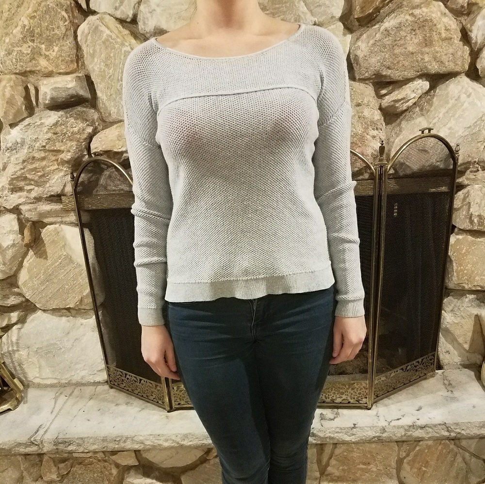 Grey waffle knit sweater